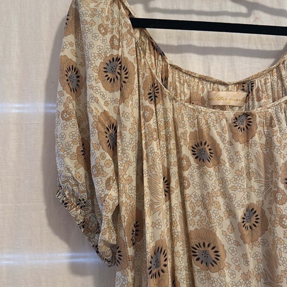 Natalie Martin Silk Vivi Dress in Vintage Flowers - Sand